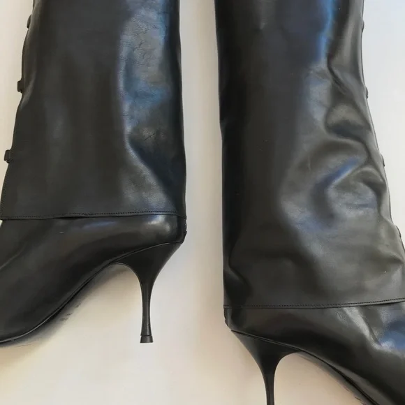 Hollywould Ellie Leather Ankle & Knee High Chain Leather Boots Black EU 39 NIB - Picture 6 of 16